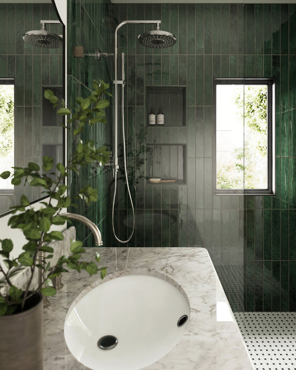 Quinn 12x12 Matte Porcelain Basket Weave Mosaic Tile in Black & White