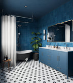 Quinn 12x12 Matte Porcelain 1x1 Hexagon Mosaic Tile in Black & White Flower