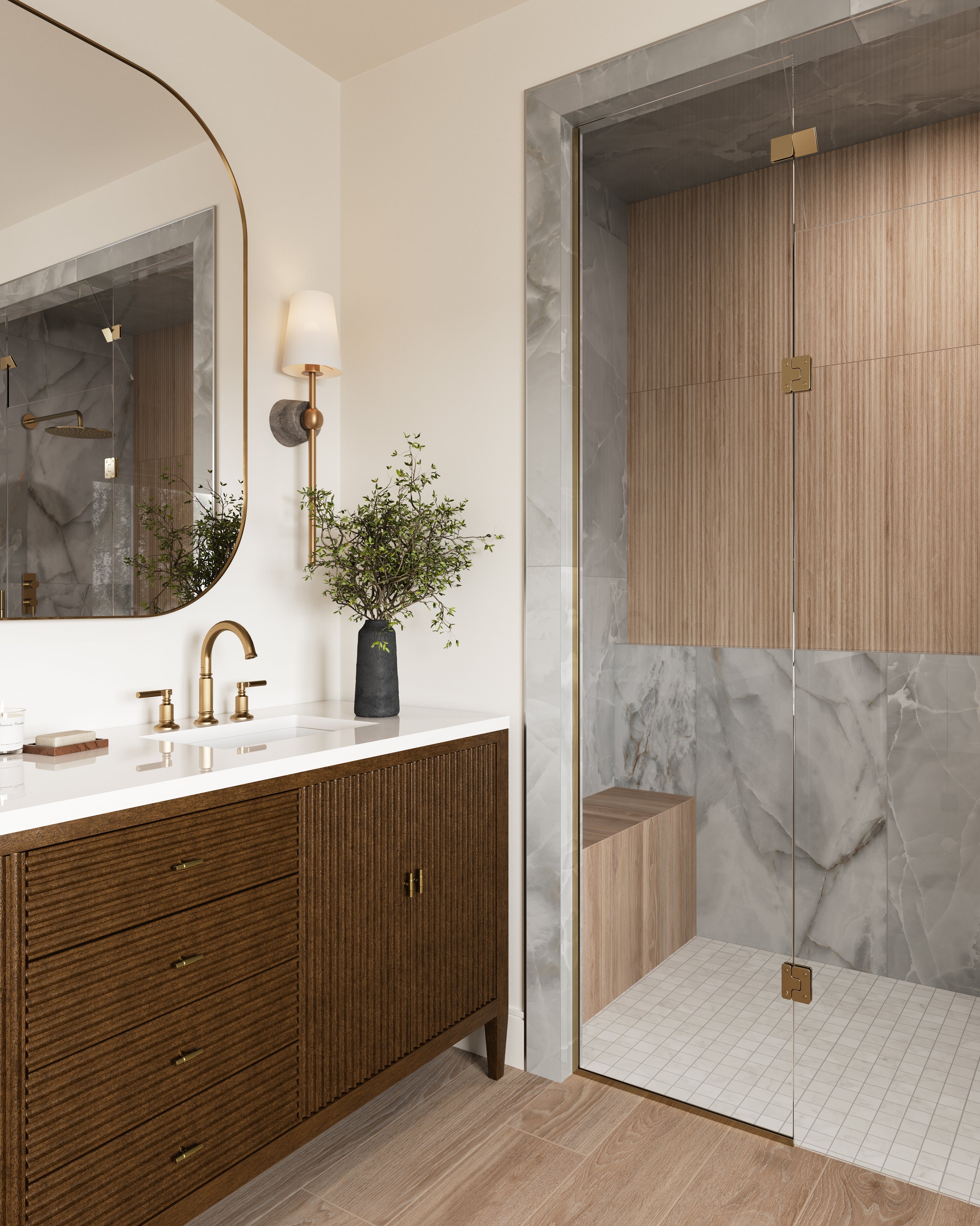 Ortega Wall Sconce in Patina Brass