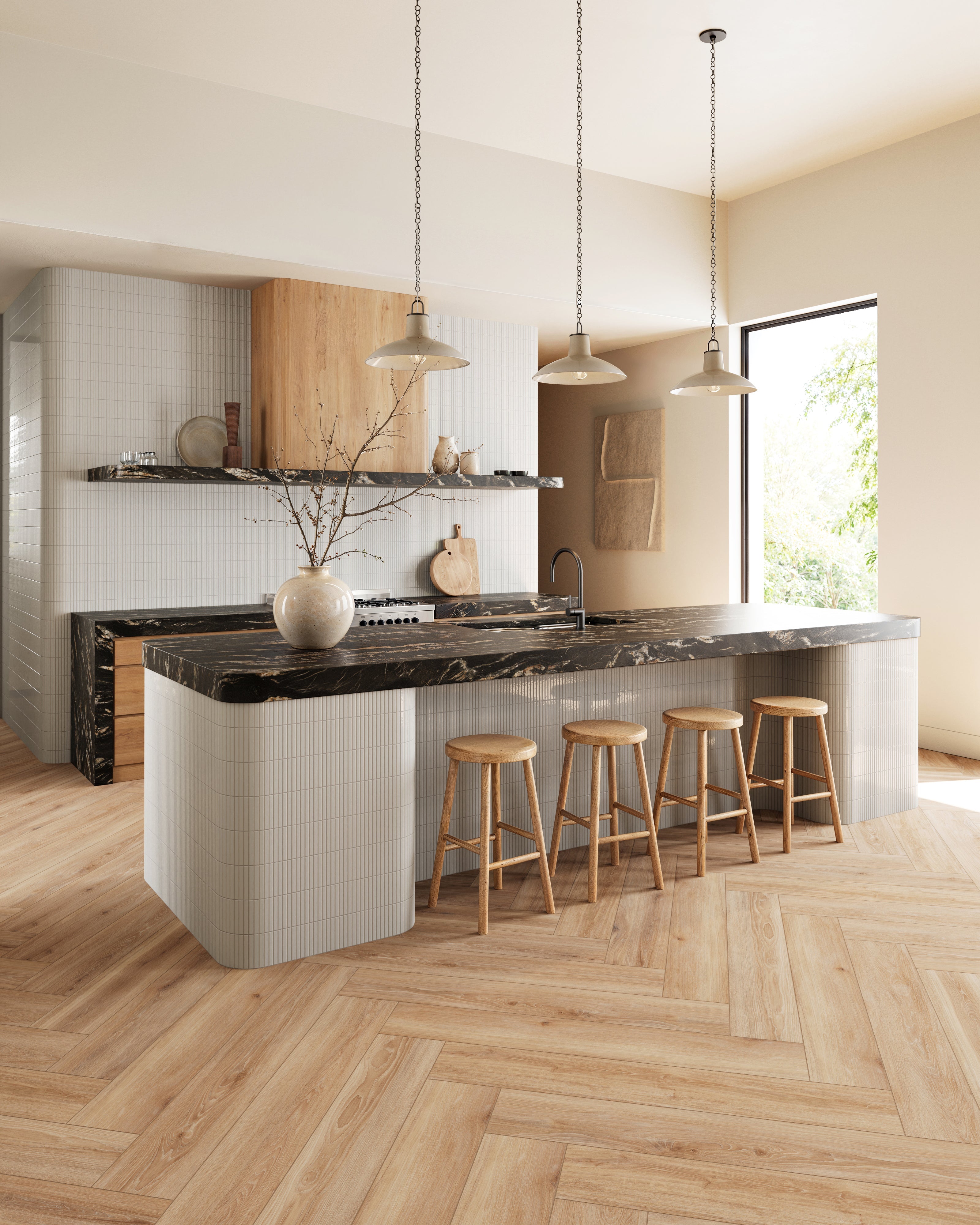 Sable Pendant in Distressed Bronze/Ceramic Ivory Crackle