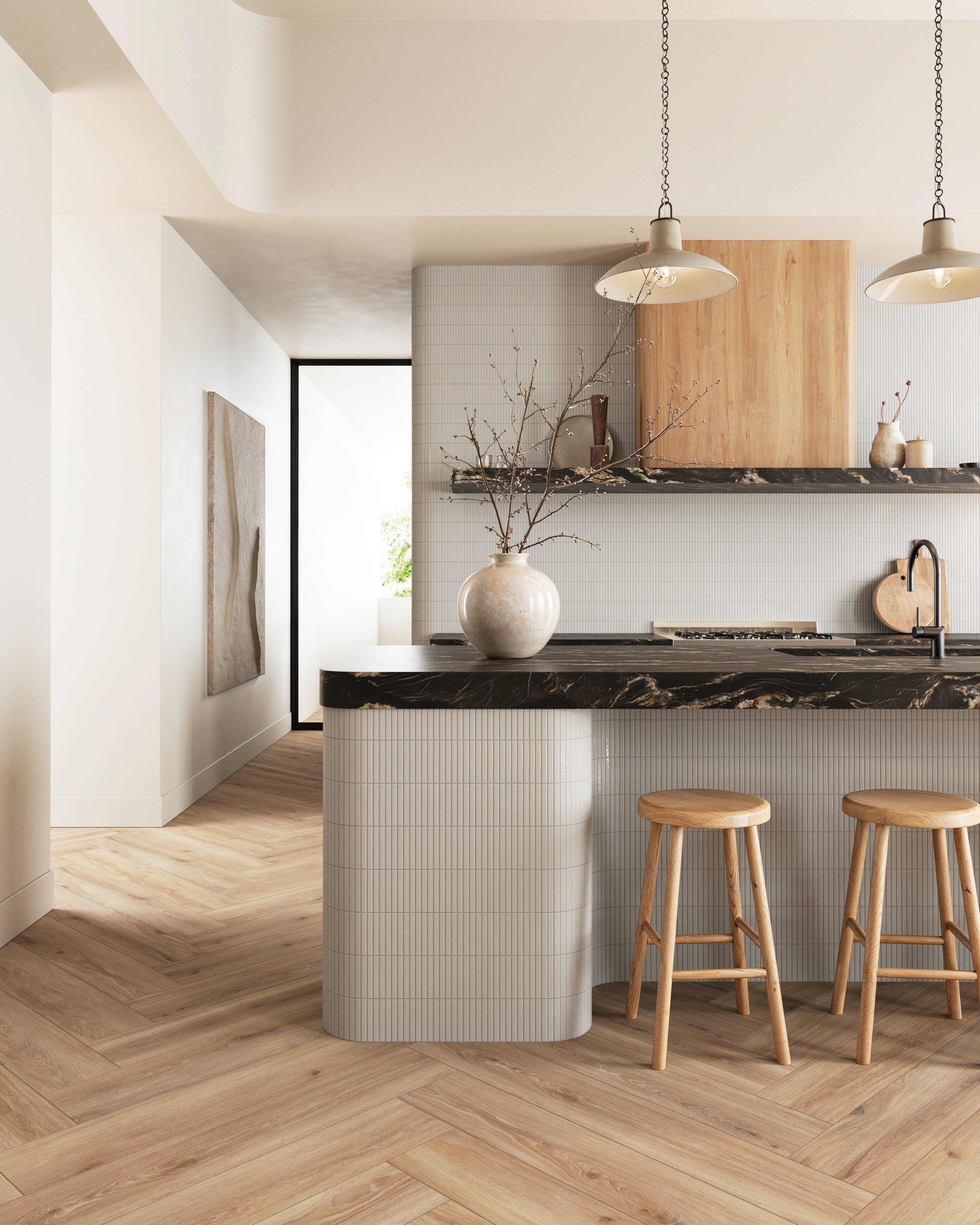 Sable Pendant in Distressed Bronze/Ceramic Ivory Crackle