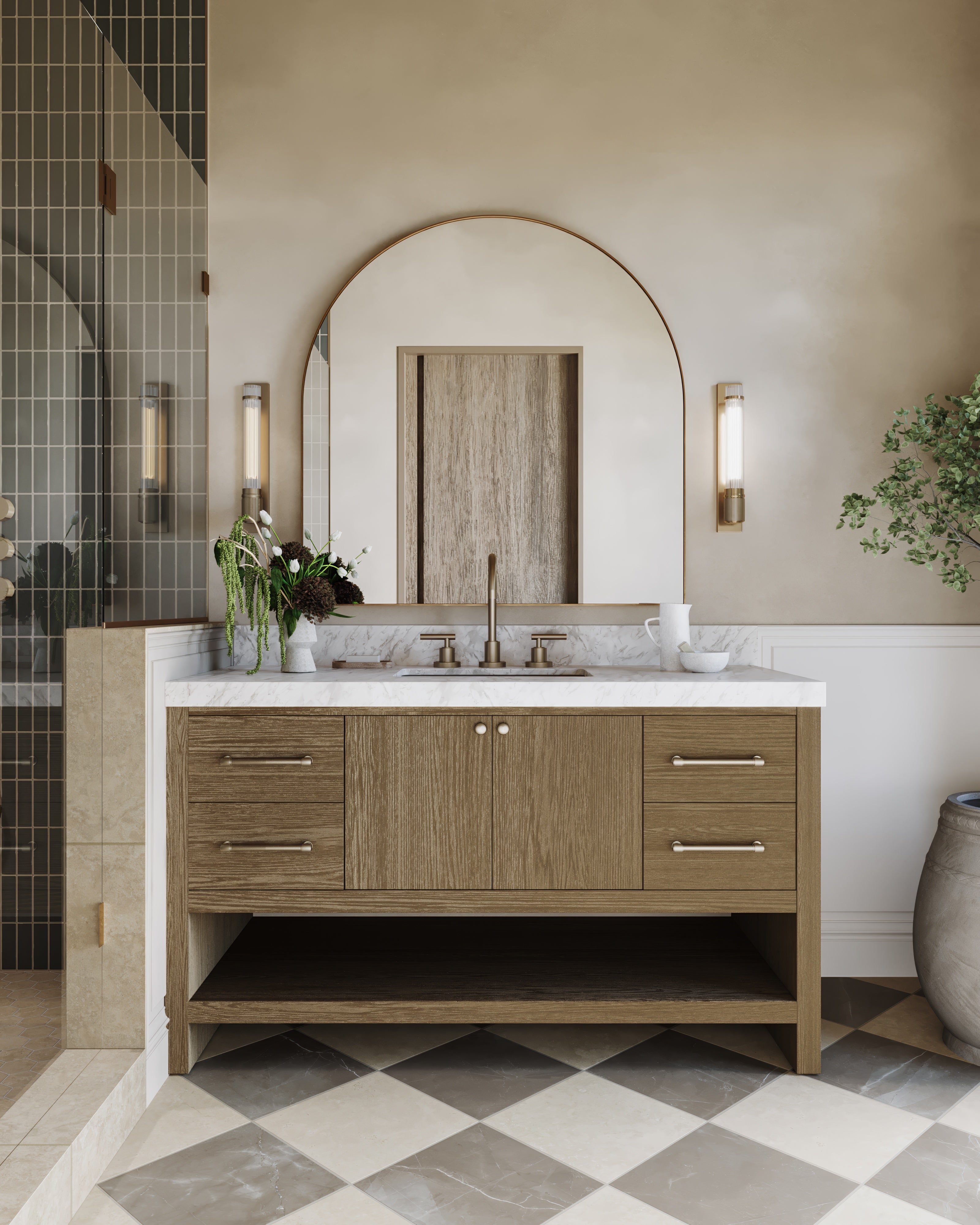 Esmeralda Wide Mirror in Polished Brass