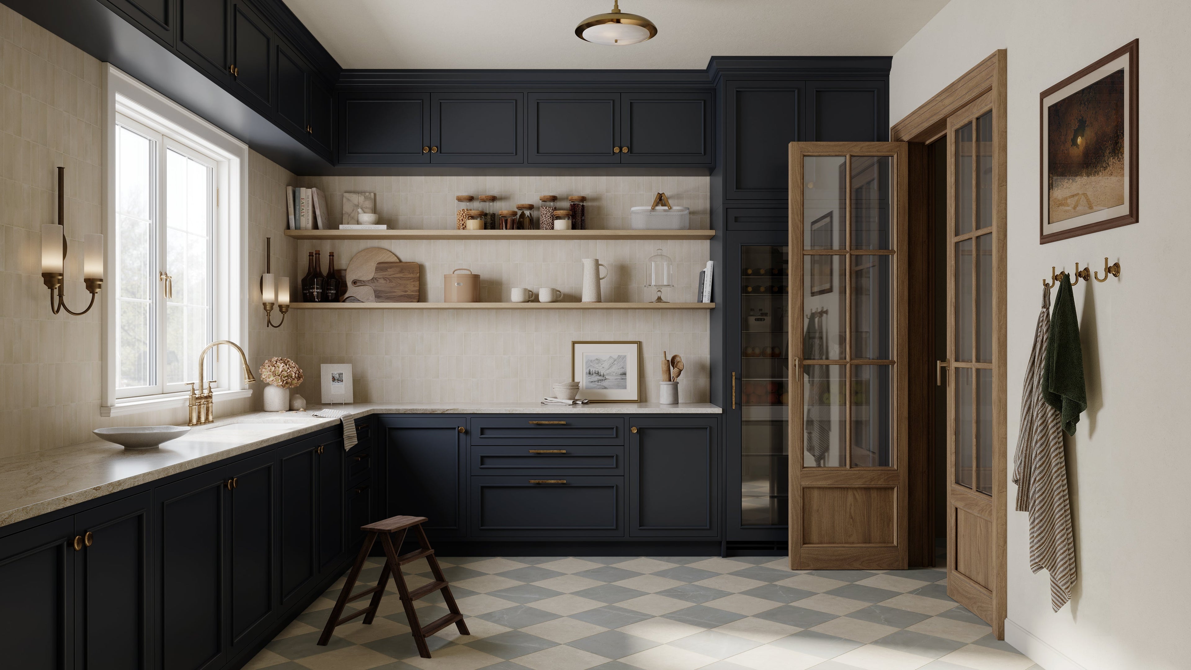 Leona 12x12 Checkerboard Matte Porcelain Tile in Marfil and Amani Grey