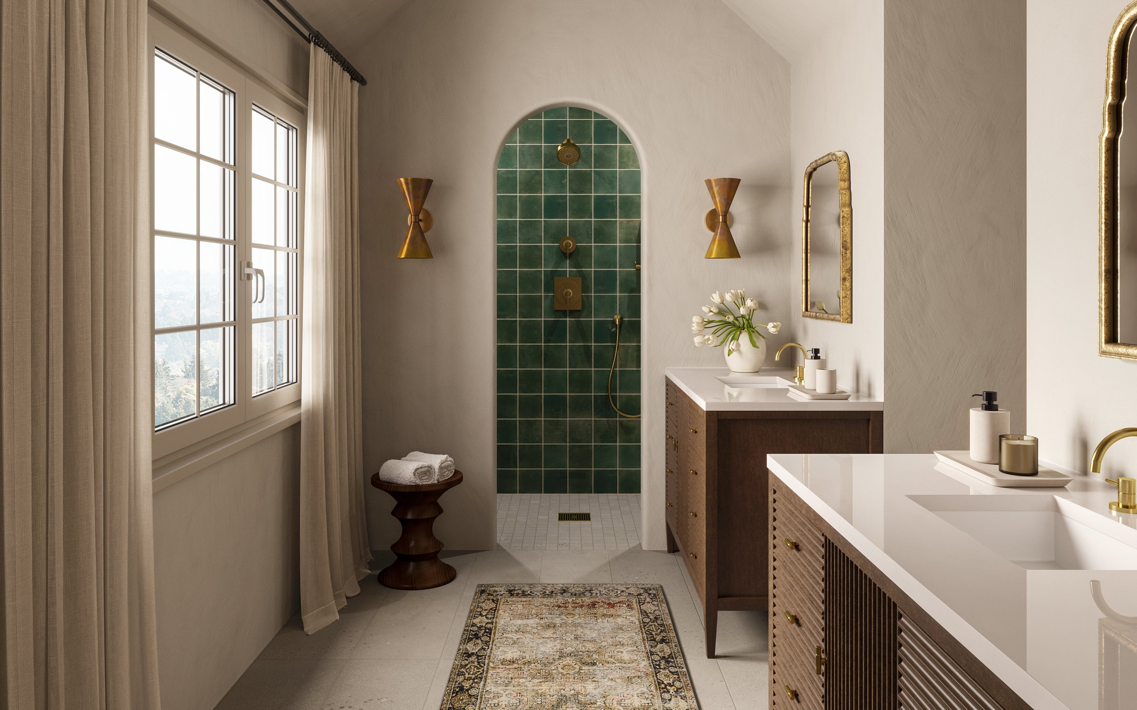 Clementine  Mirror in Antiqued Gold Leaf