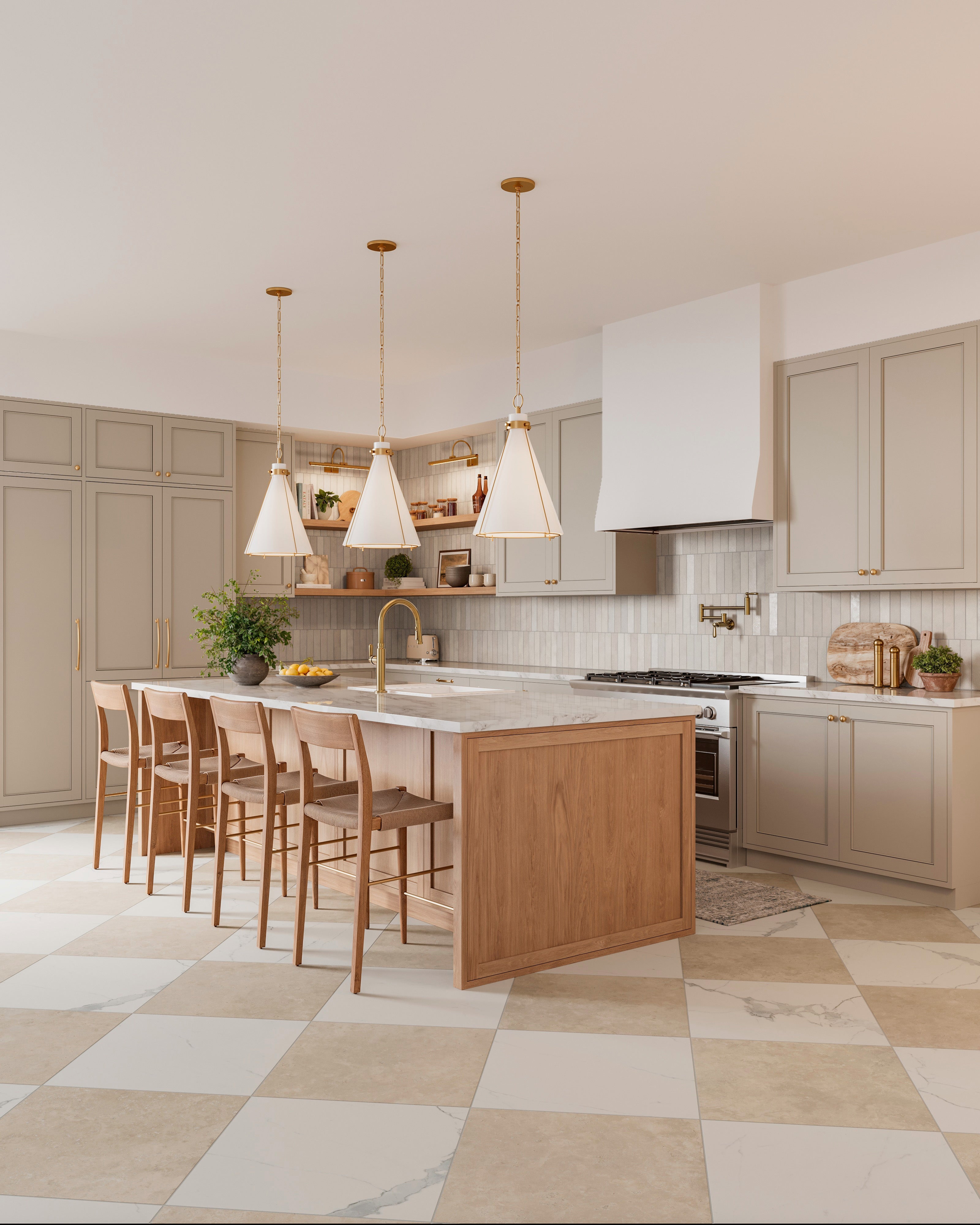 Rosa Triangular Pendant in Aged Brass