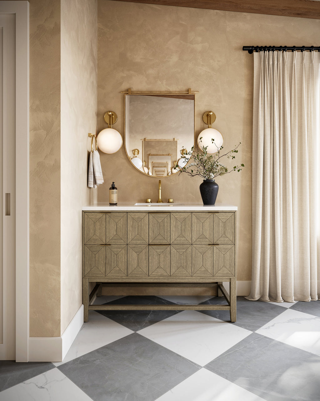 Clancy Small Arch Mirror in Antique Brass