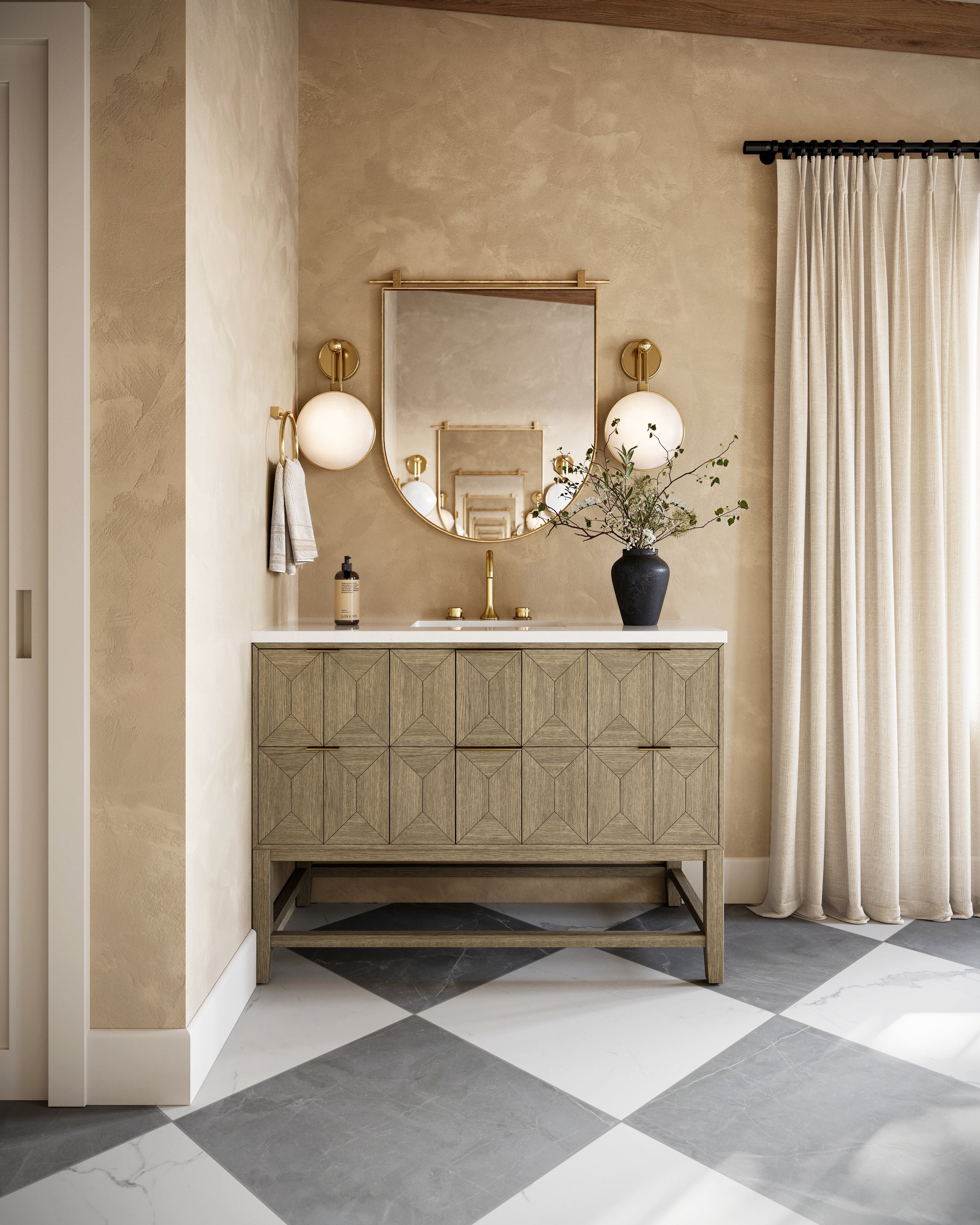 Clancy Small Arch Mirror in Antique Brass