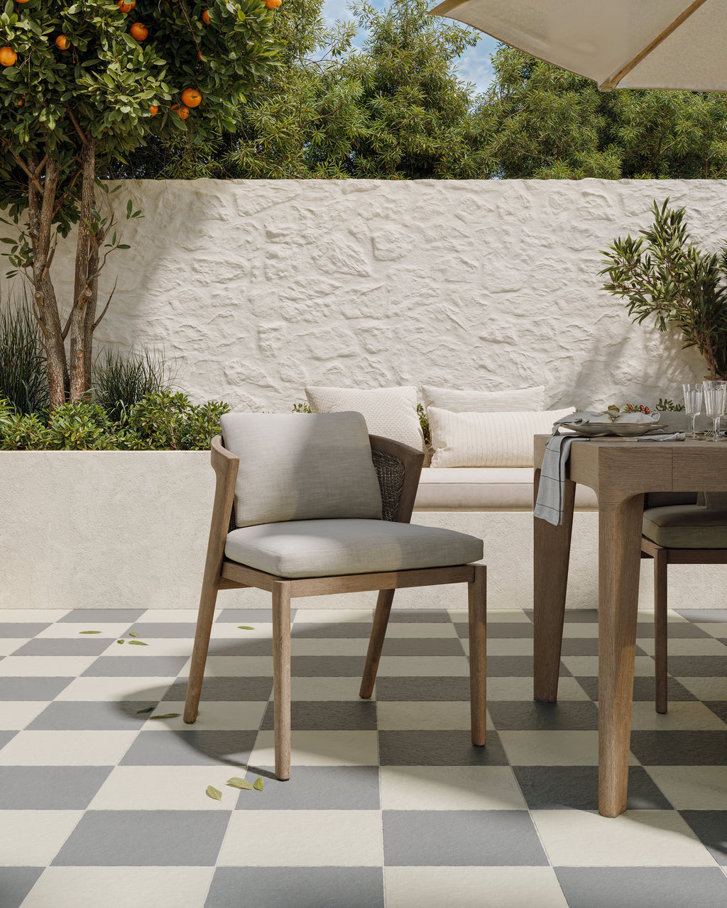 Palmer 12x12 Checkerboard Raw Porcelain Tile in White and Grey