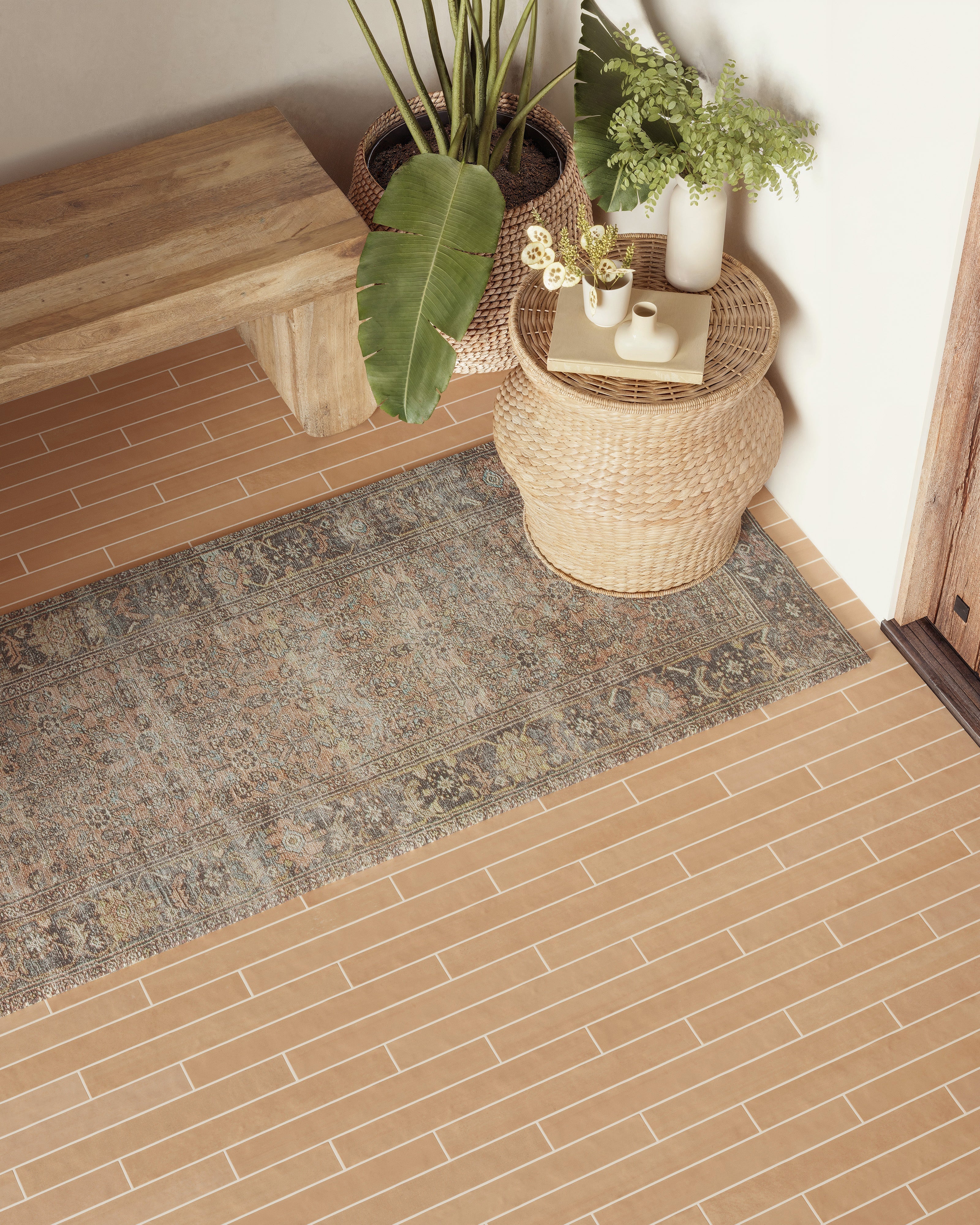 Georgette Polyester Pile Rug in Spice / Indigo