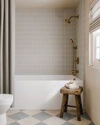 Leona 12x12 Checkerboard Matte Porcelain Tile in Marfil and Amani Grey