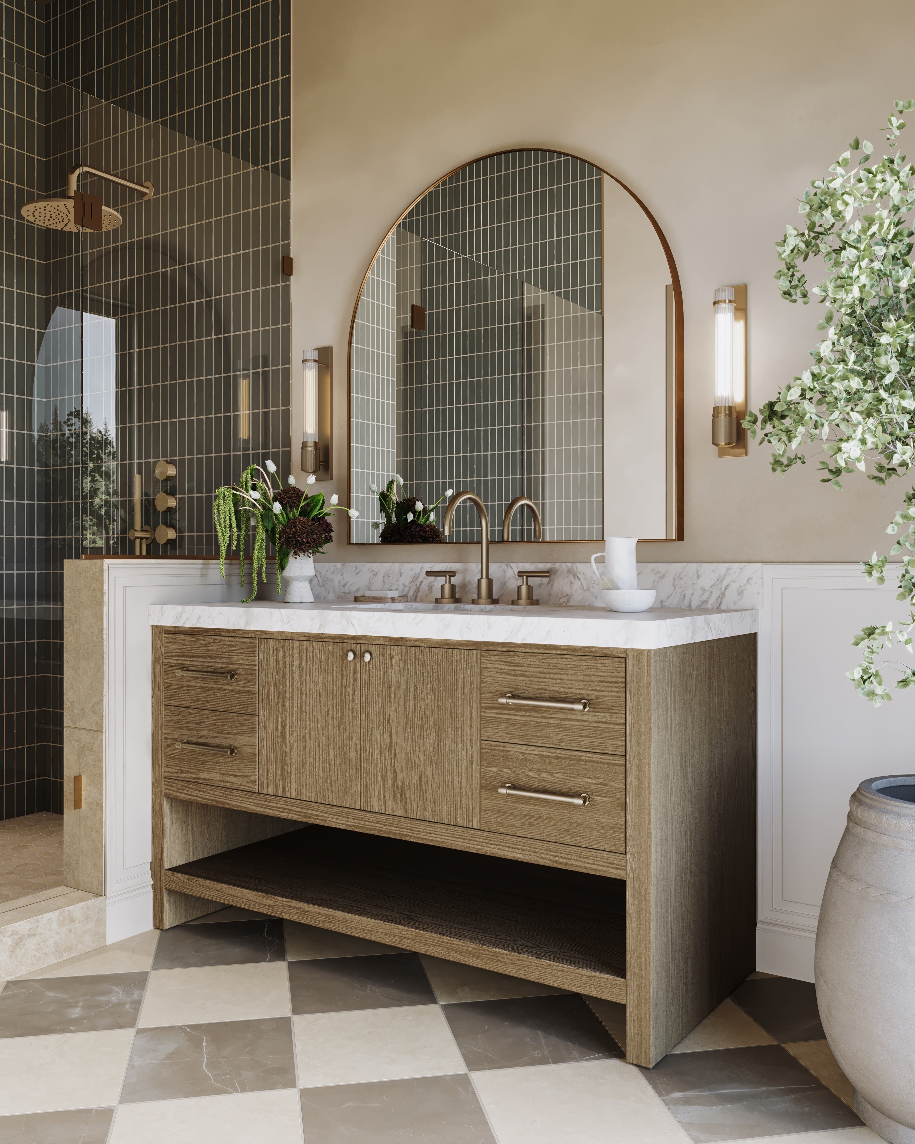 Esmeralda Wide Mirror in Polished Brass