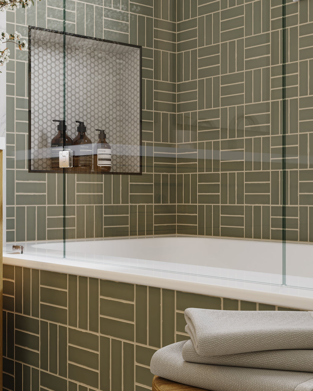 Ariel 12x12 Glossy Porcelain Penny Round Mosaic Tile in Shell