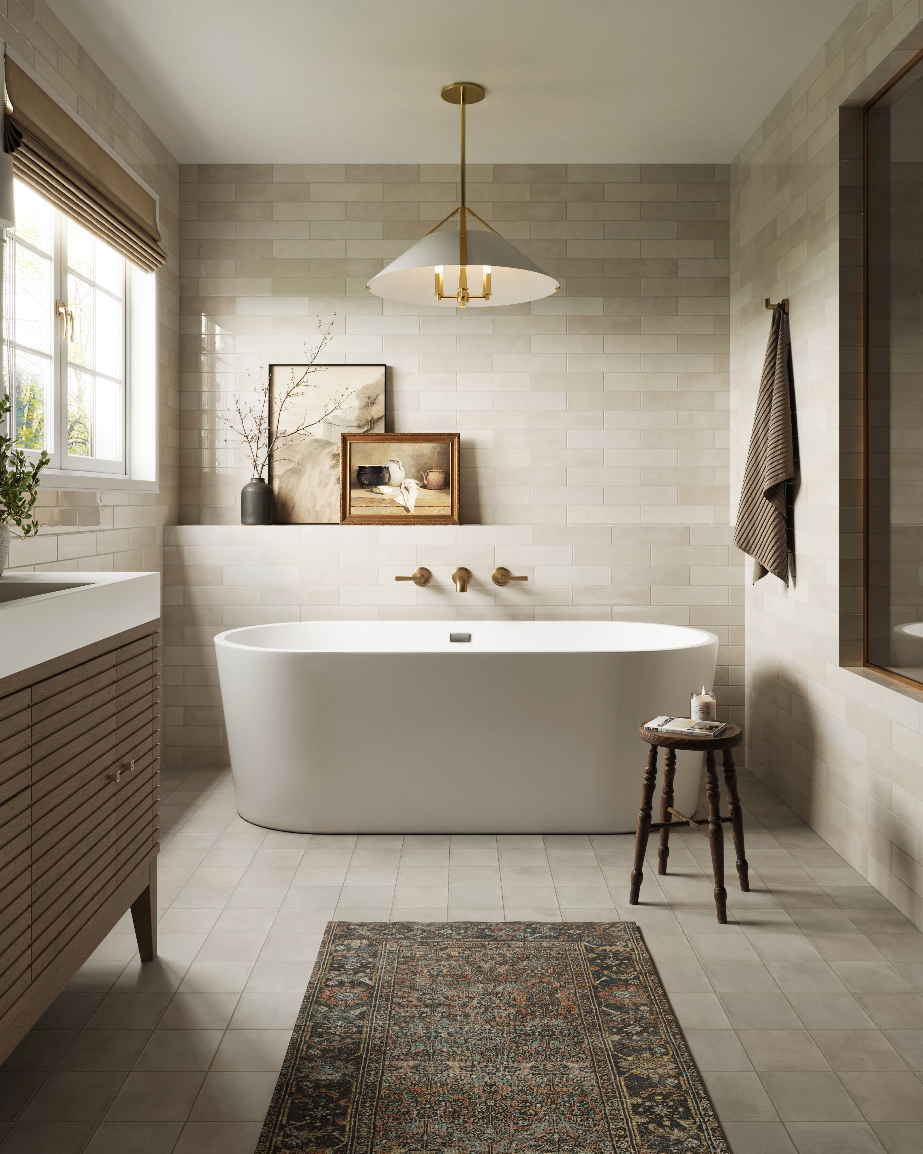 Georgette Polyester Pile Rug in Spice / Indigo