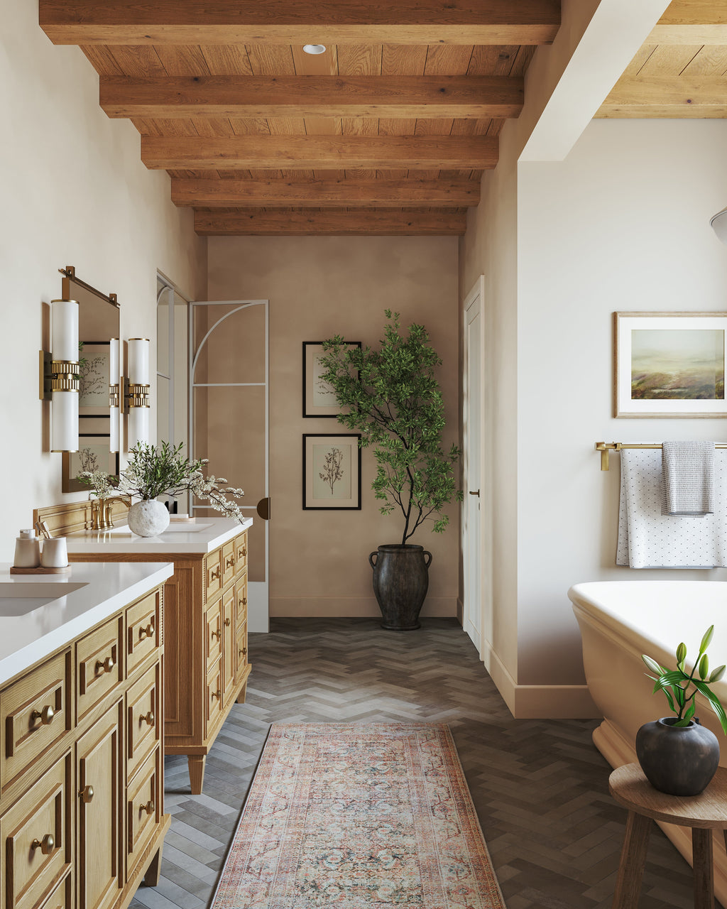 Georgette Polyester Pile Rug in Sand / Peach