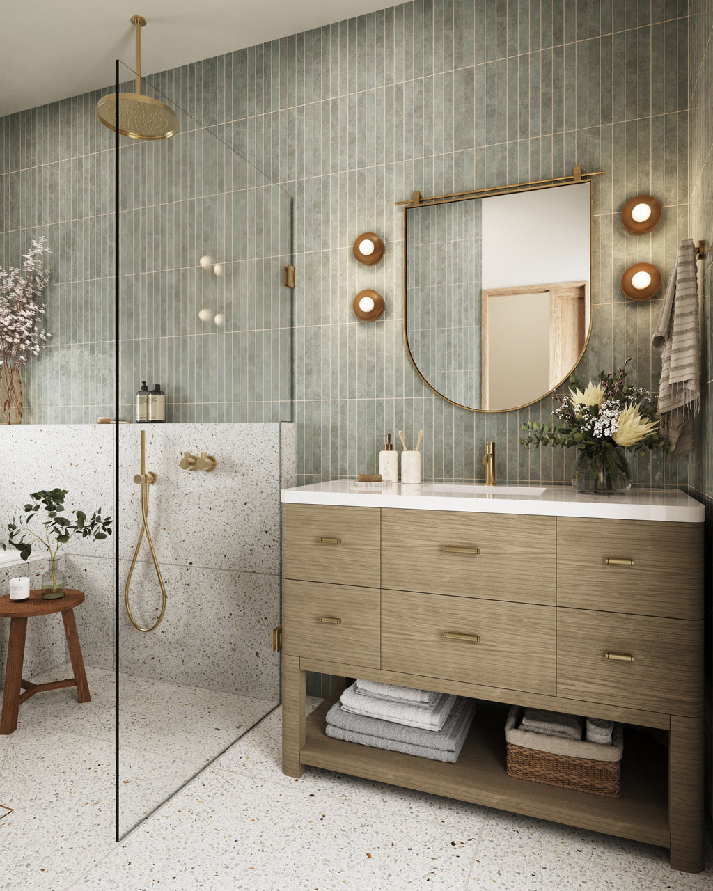 Clancy Small Arch Mirror in Antique Brass