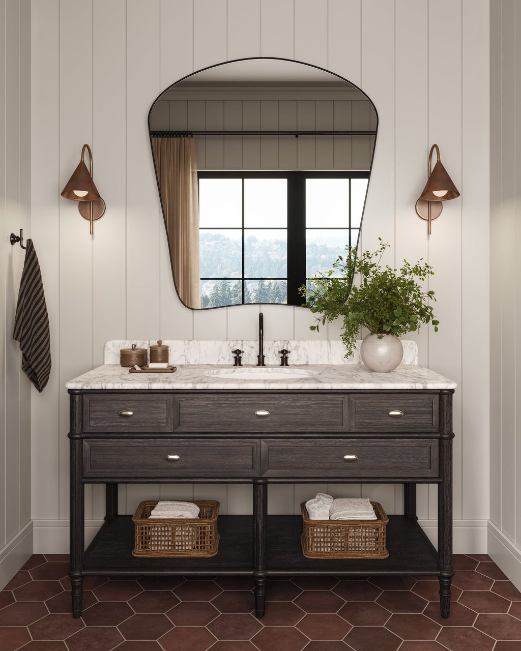 Raelynn Mantel Mirror in Iron Matte Black