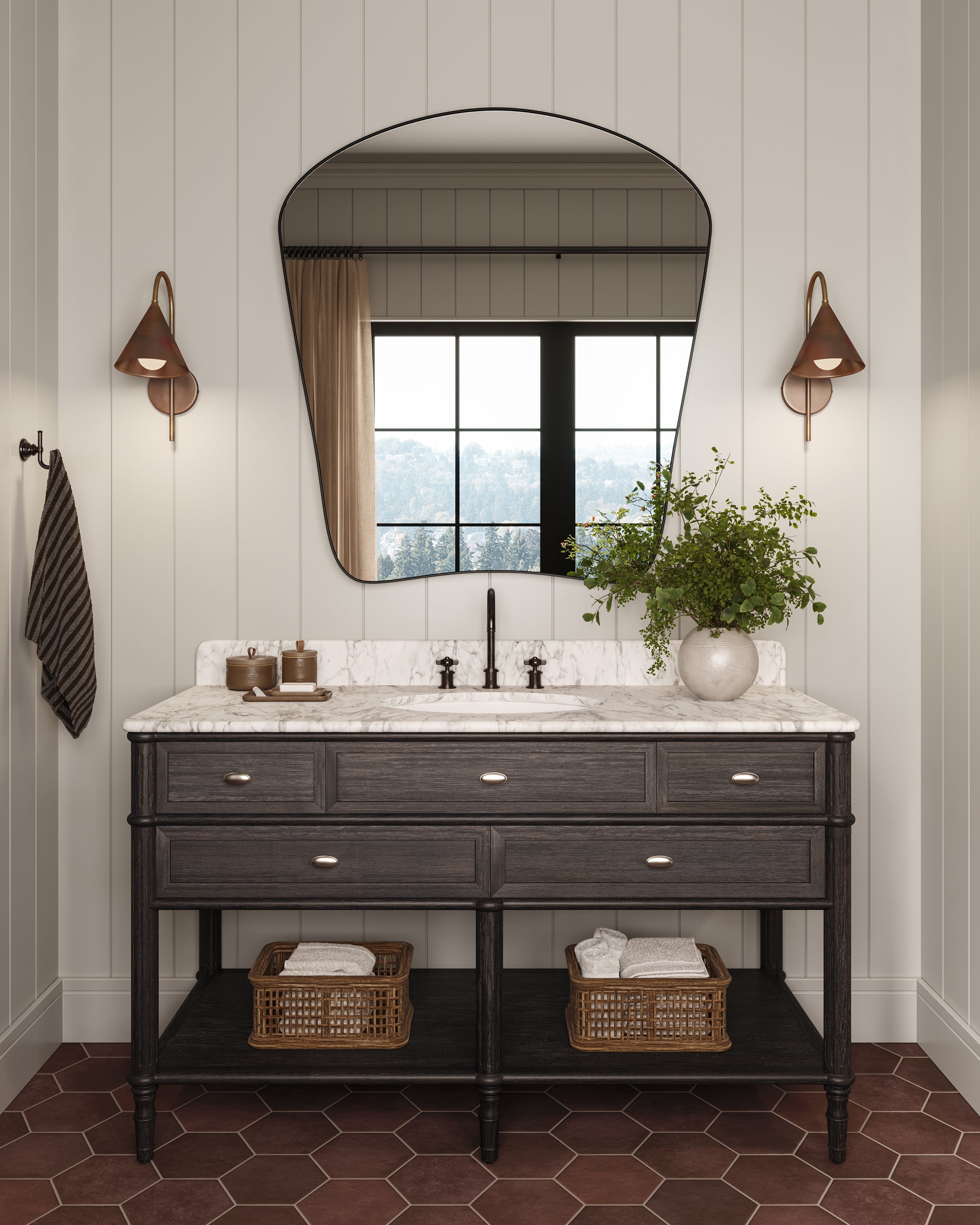 Raelynn Mantel Mirror in Iron Matte Black