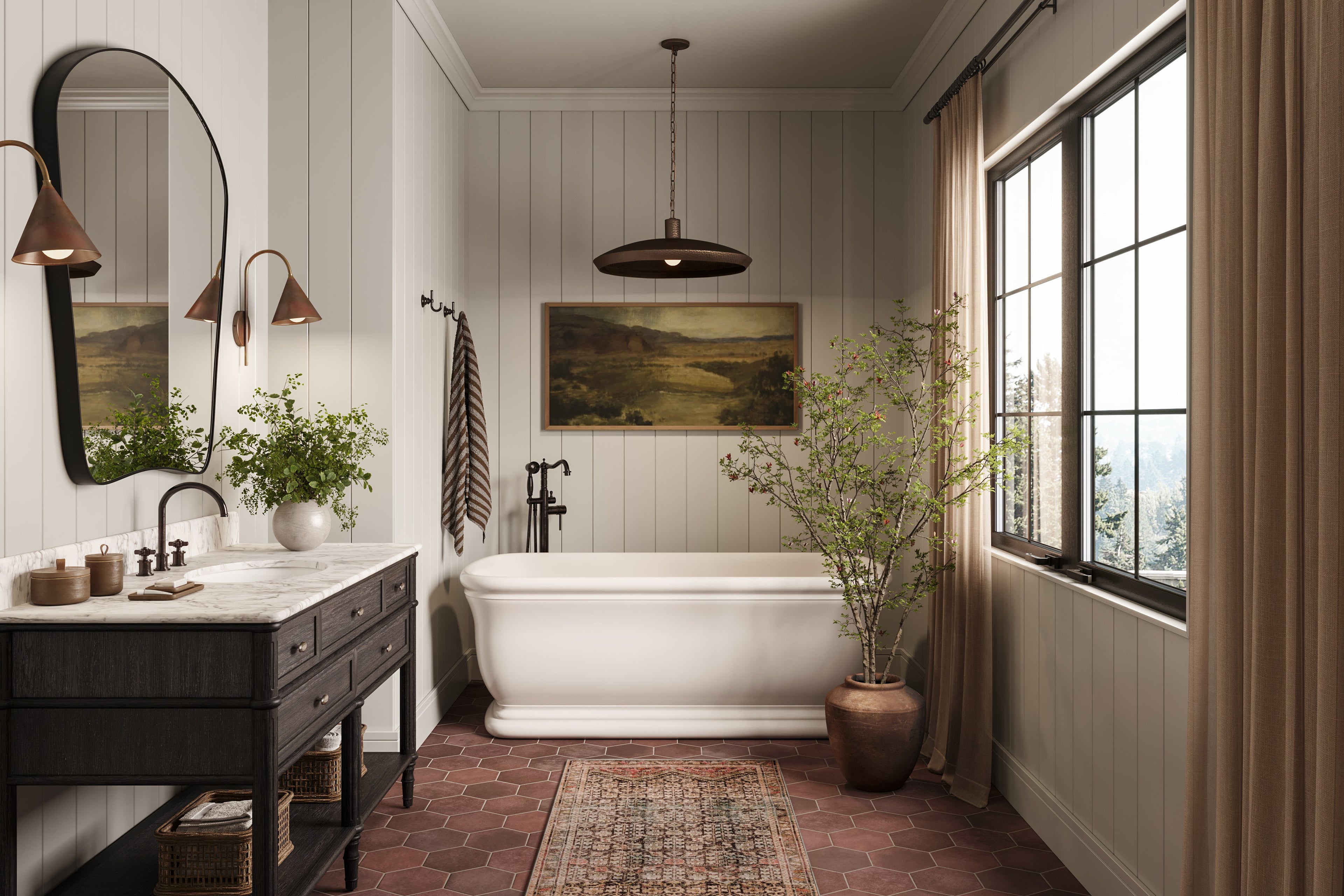 Dempsey Pendant in Hammered Dark Antique Brass