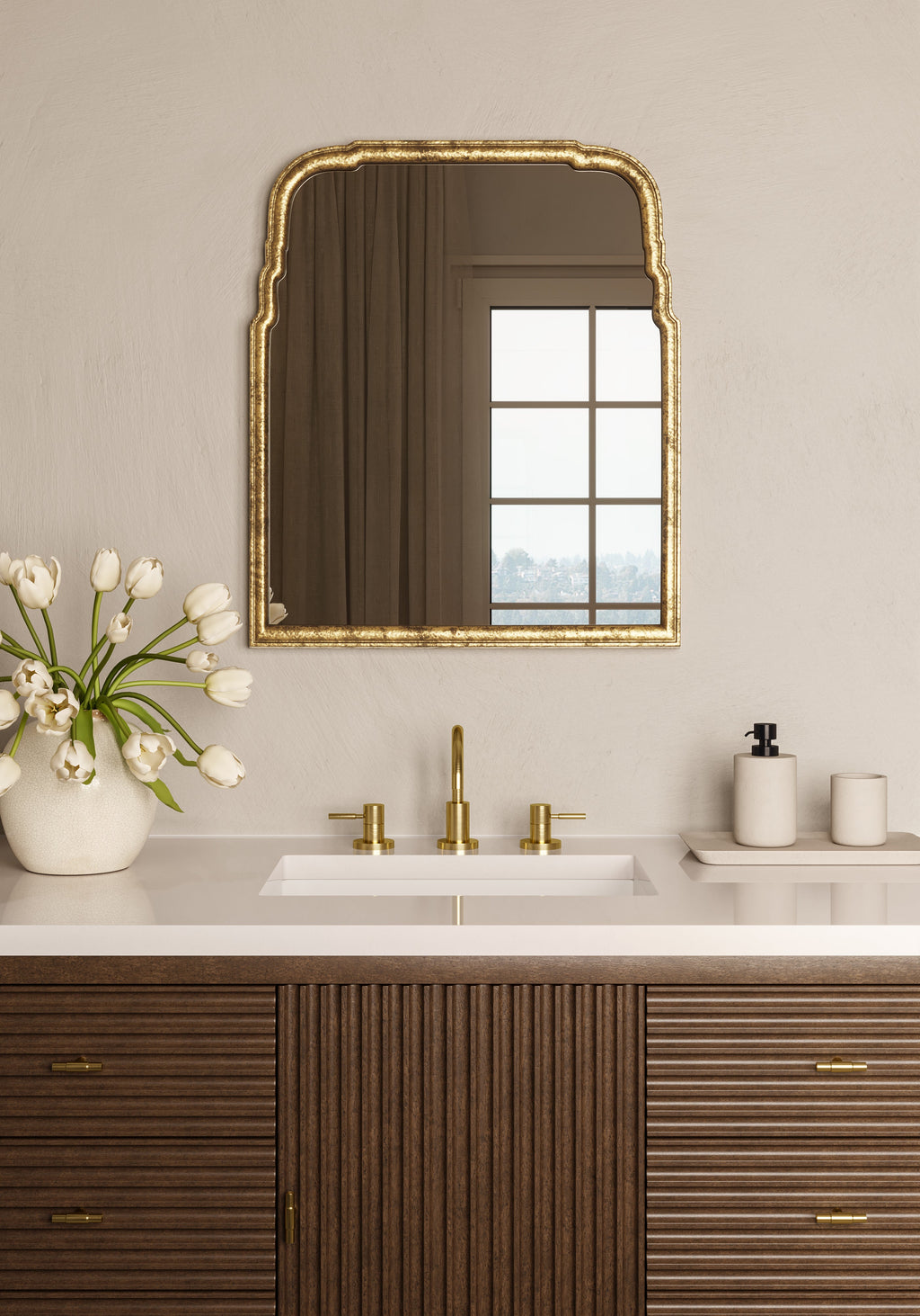 Clementine  Mirror in Antiqued Gold Leaf