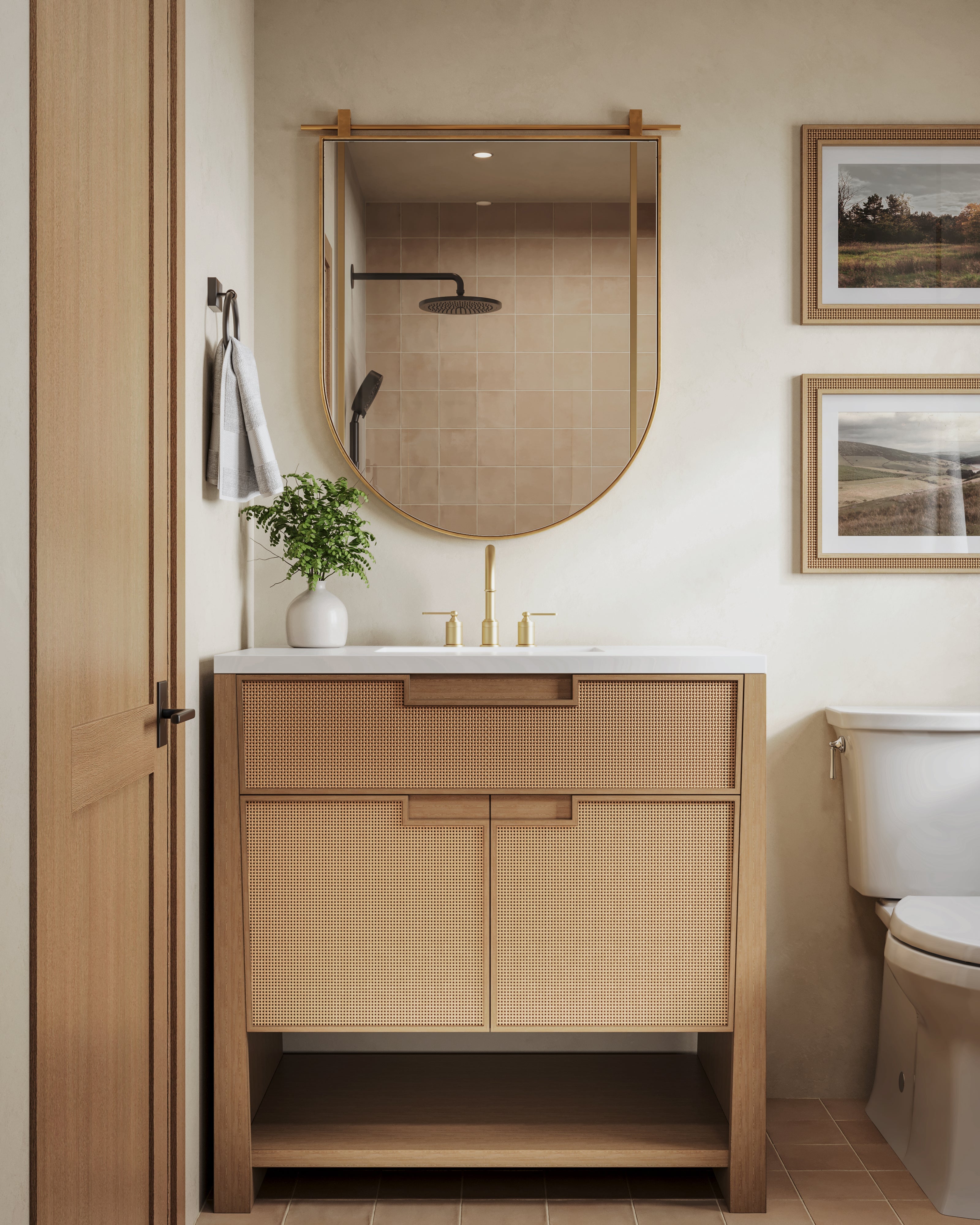 Clancy Small Arch Mirror in Antique Brass