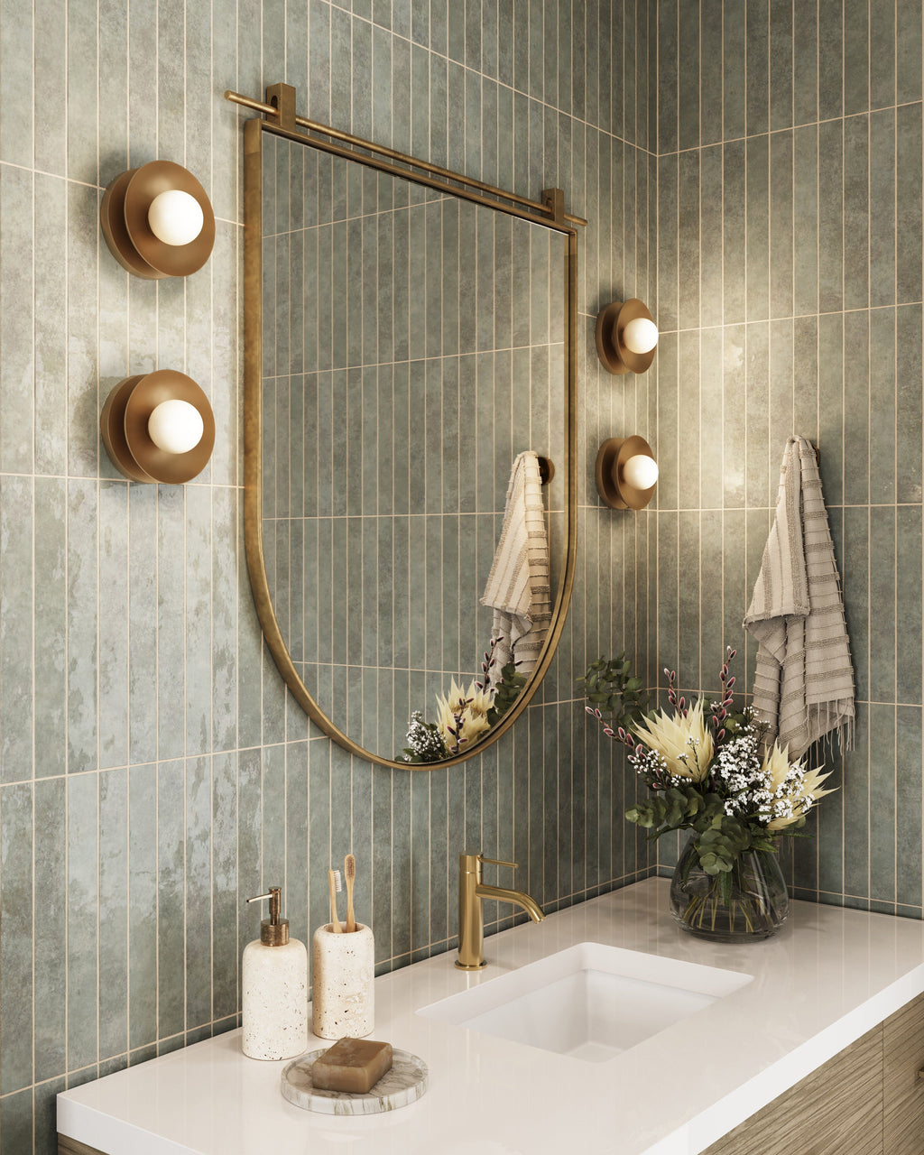 Rue Bath And Vanity Light In Aged Brass
