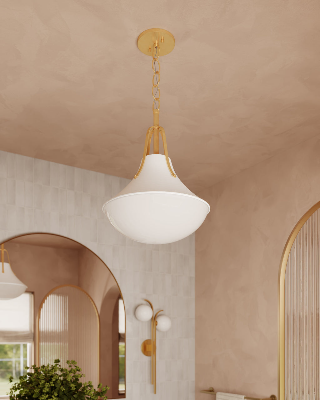 Caruso 16 Pendant in Vintage Gold Leaf / White Plaster