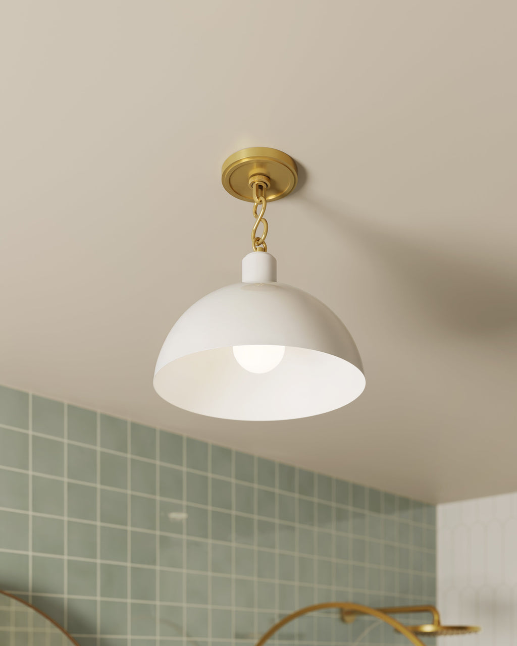 Halsey 13 Pendant in White & Aged Brass