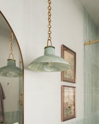 Sable Pendant in Aged Brass/Ceramic Moss Crackle