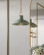 Sable Pendant in Aged Brass/Ceramic Moss Crackle