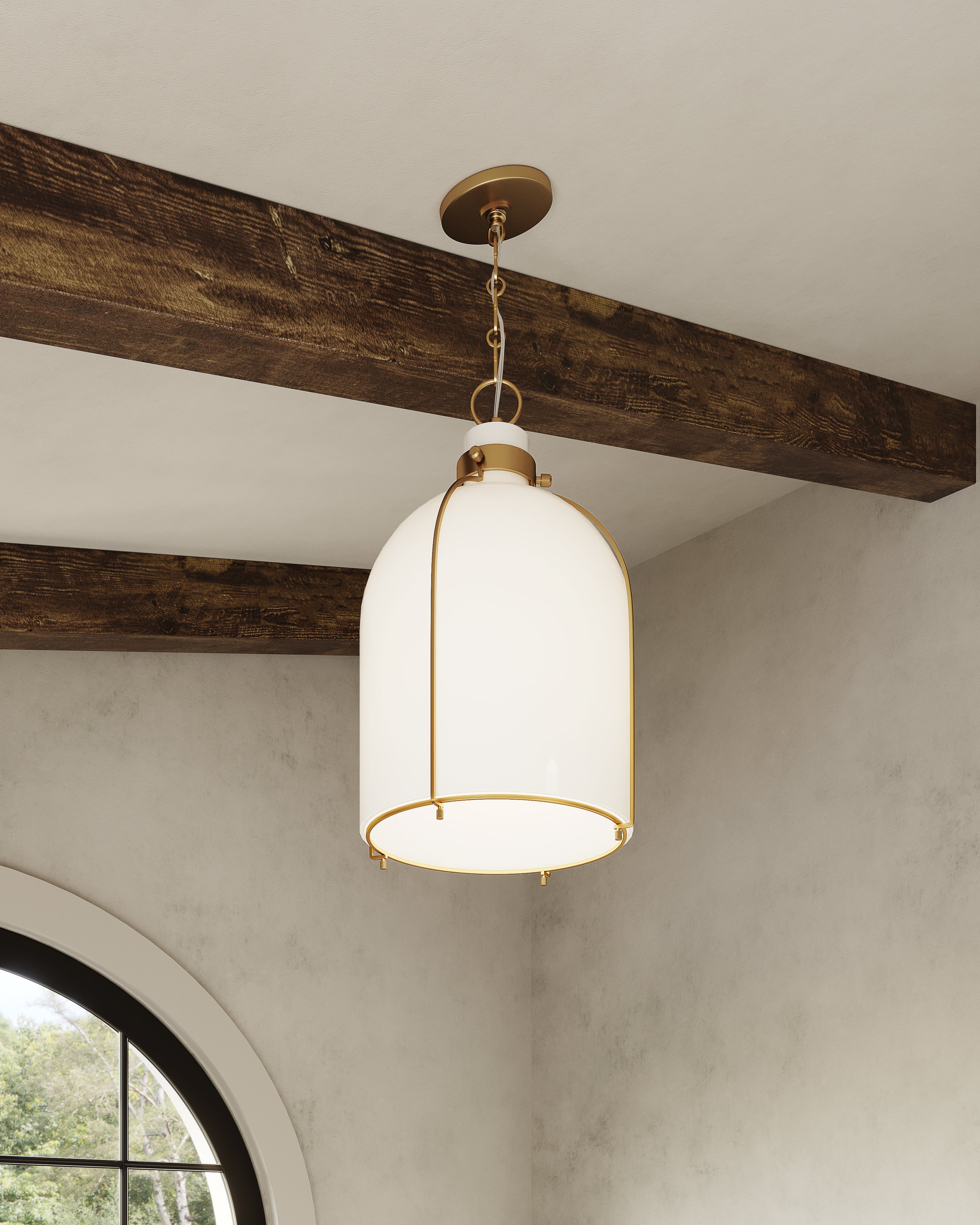 Rosa Rounded Pendant in Aged Brass