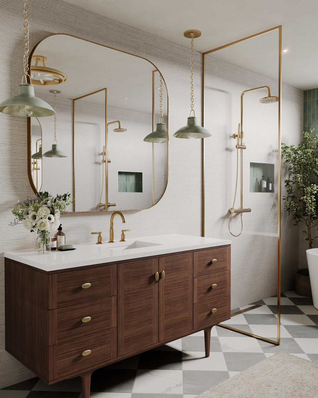 Tristan Square Mirror in Polished Brass