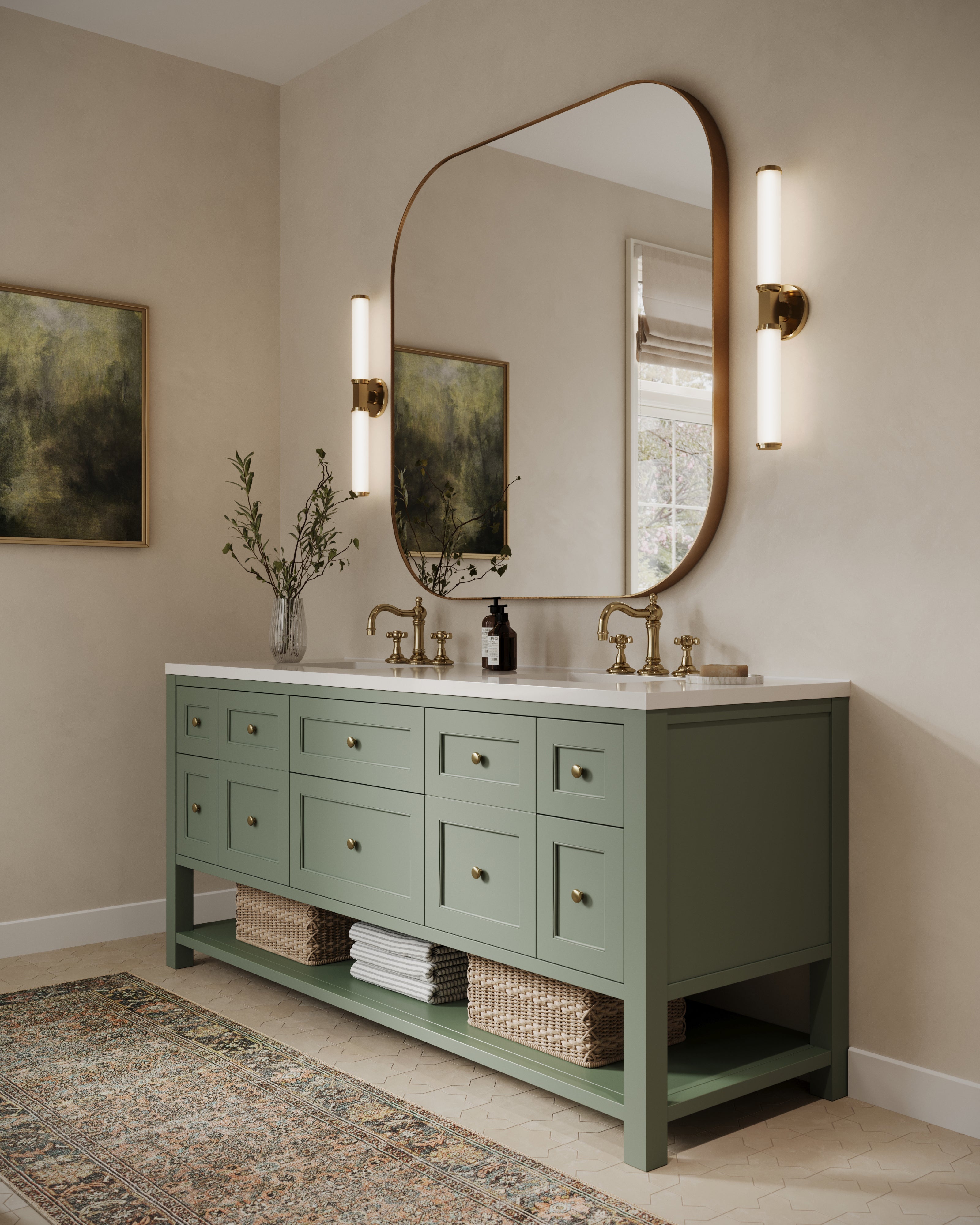 Georgette Polyester Pile Rug in Spice / Indigo