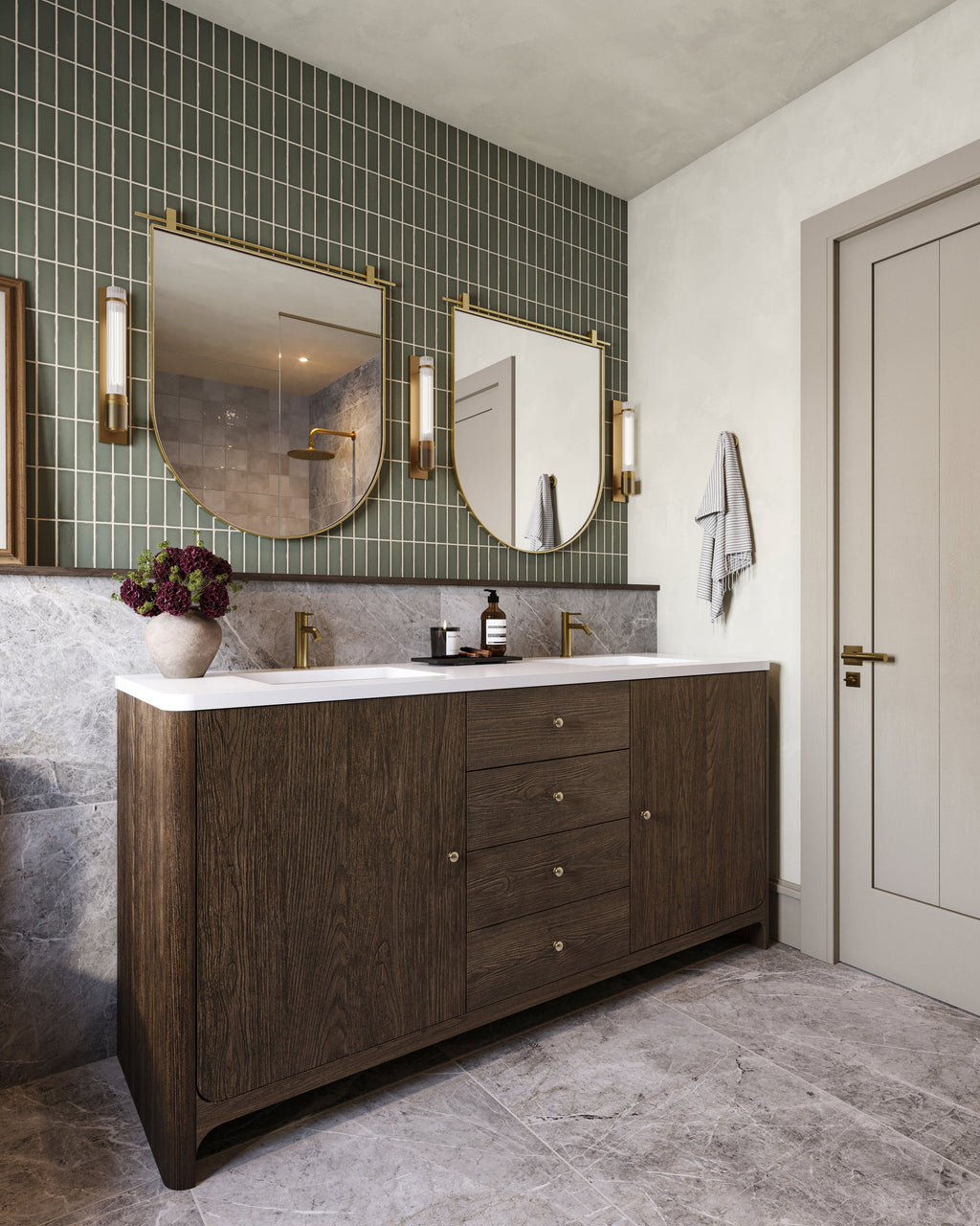 Clancy Small Arch Mirror in Antique Brass