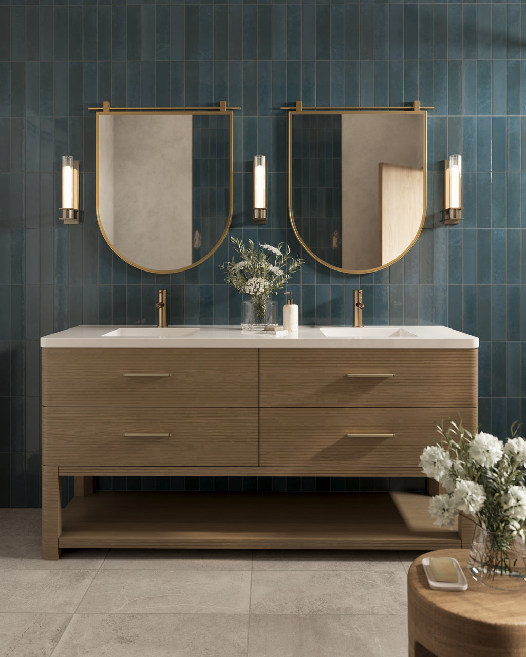 Clancy Small Arch Mirror in Antique Brass