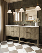 Leona 12x12 Checkerboard Matte Porcelain Tile in Calacatta and Amani Bronze