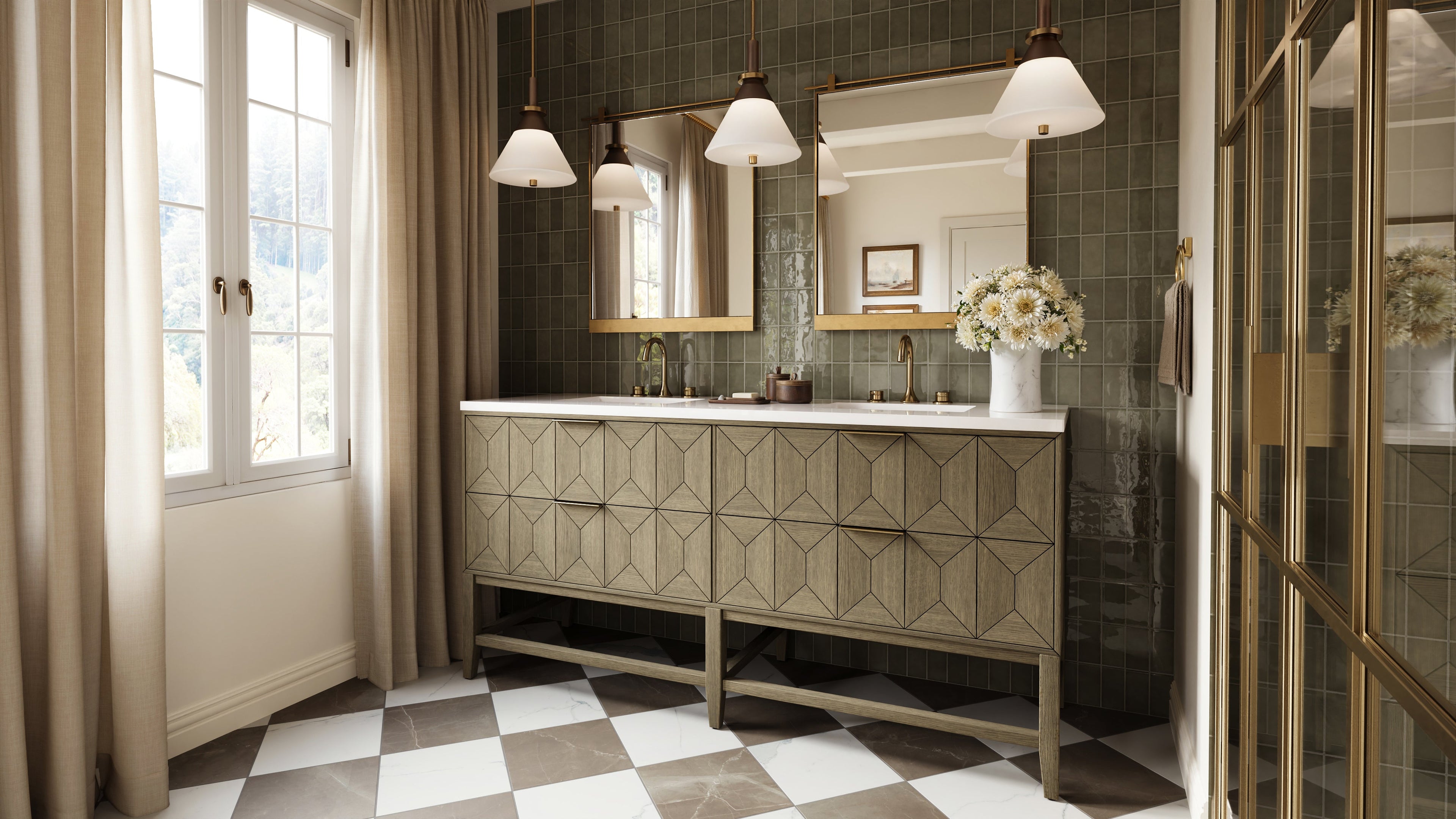 Lennie 12 Pendant in Patina Brass/Bronze