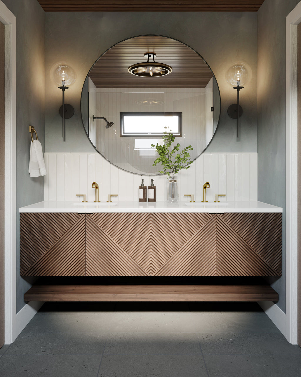 Esmeralda Round Mirror in Iron Matte Black