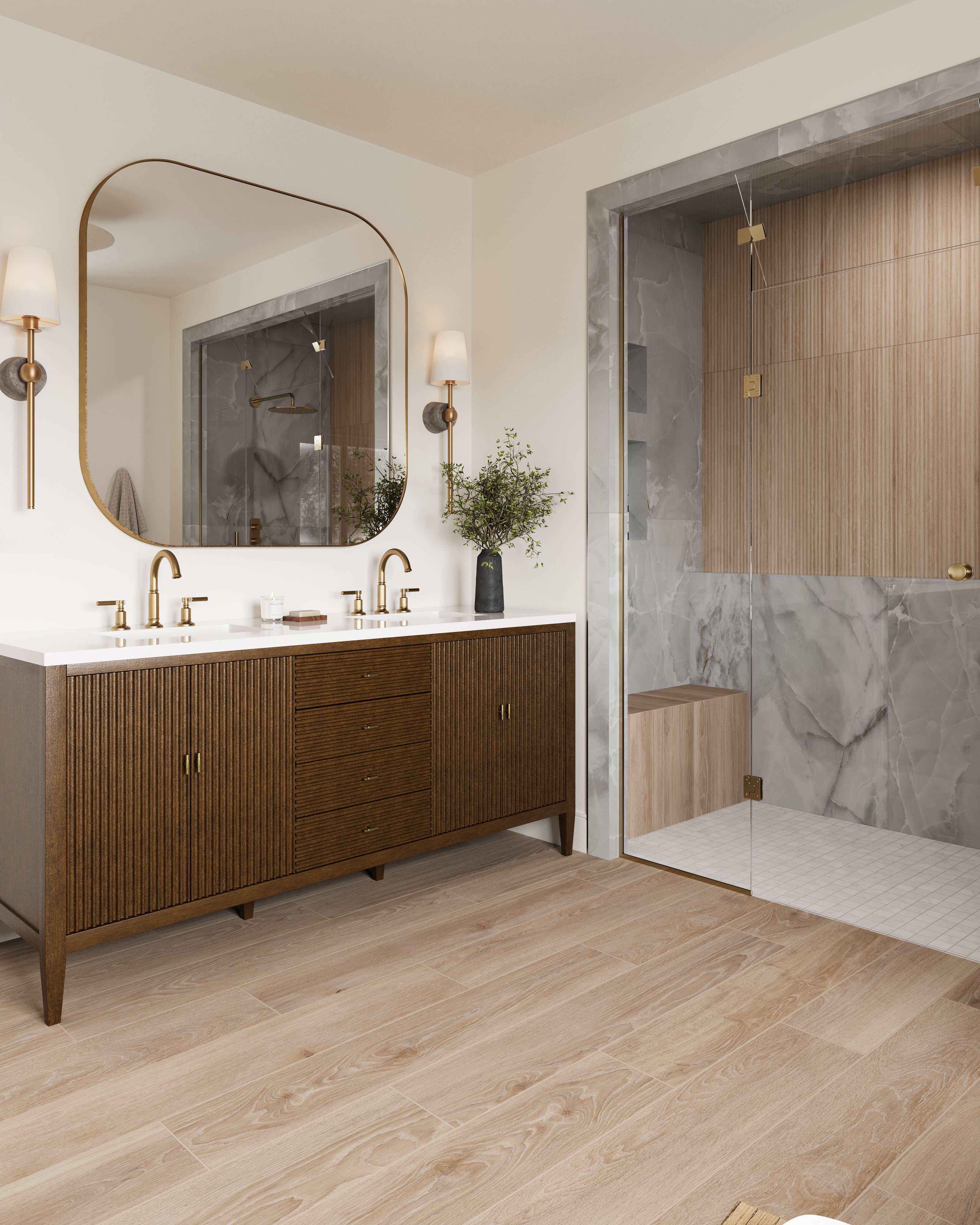 Ortega Wall Sconce in Patina Brass