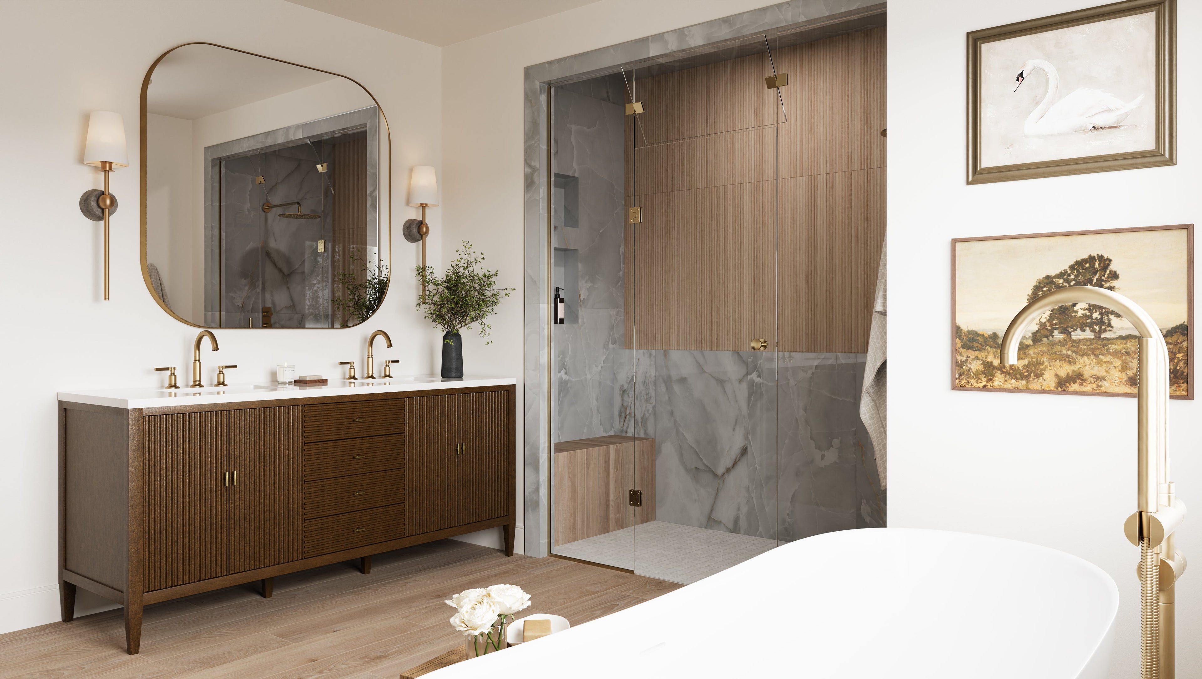 Tristan Square Mirror in Polished Brass