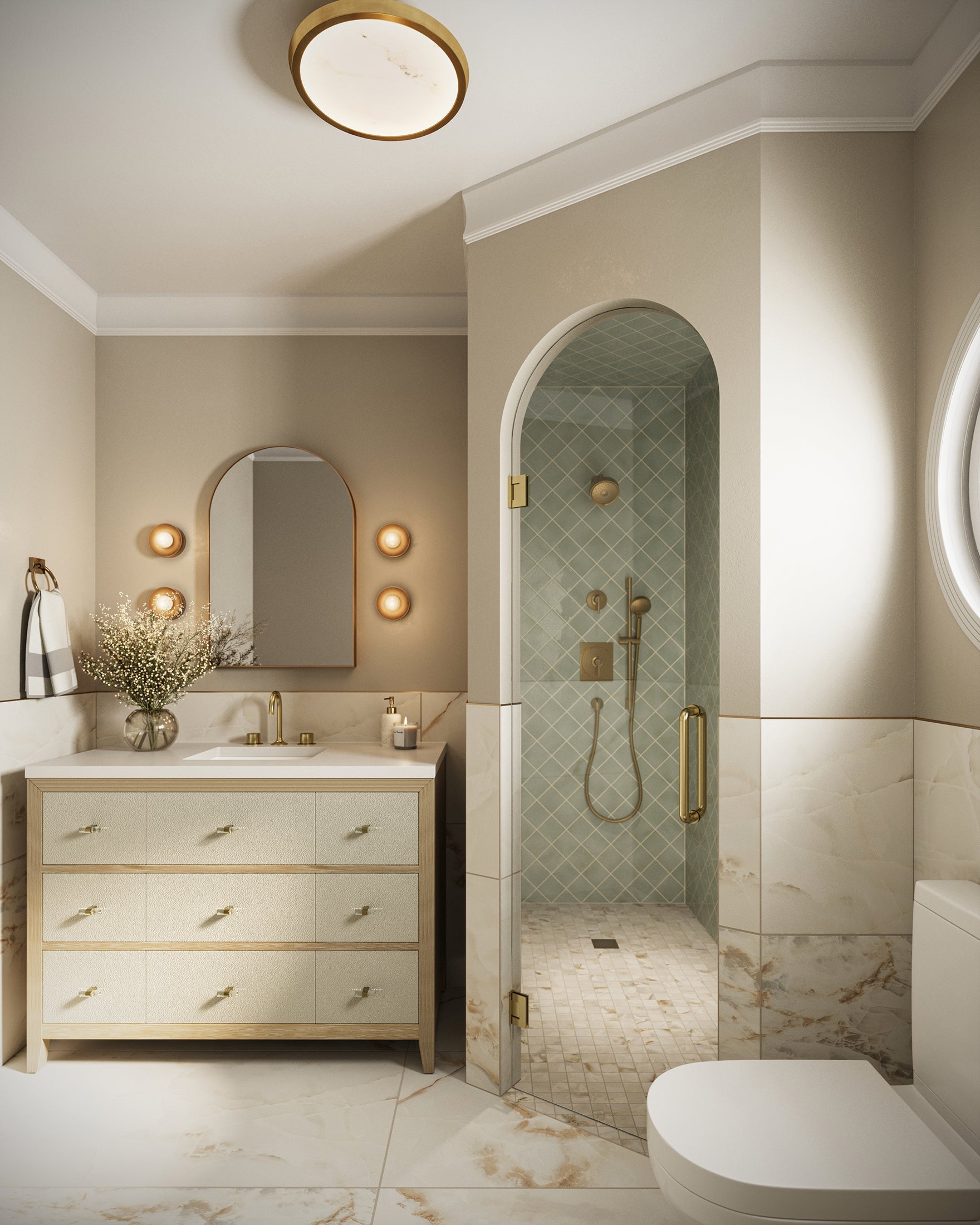 Hurley Flush Mount In Aged Brass