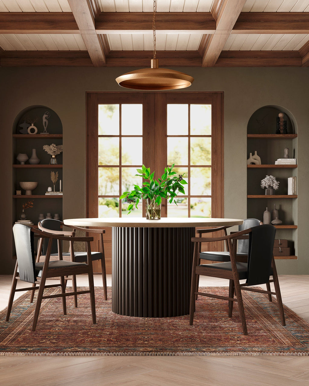 Hutchinson Polyester Face Rug in Burgundy / Denim