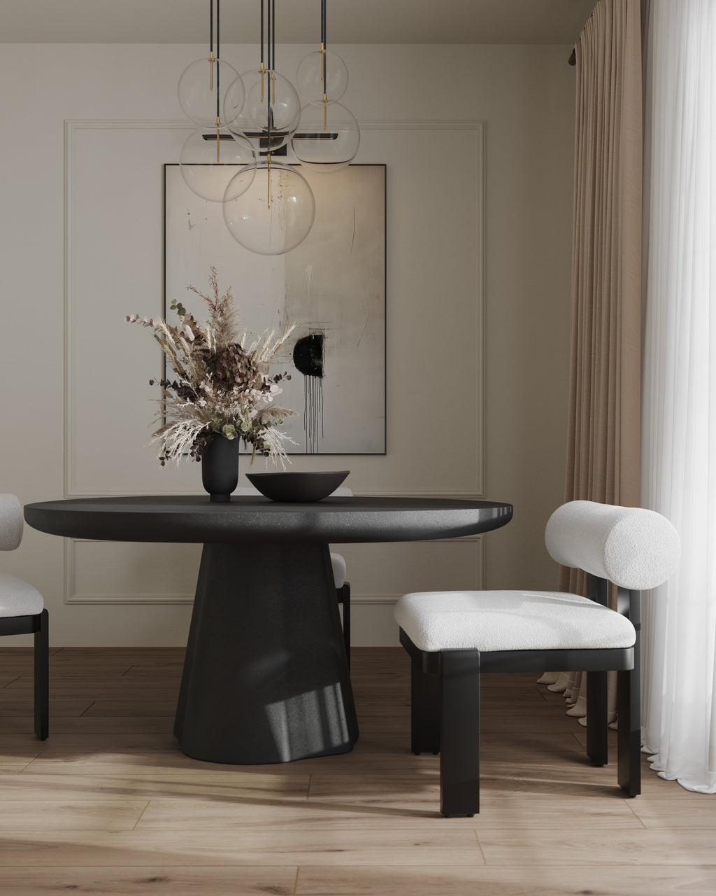 Selena 55 Outdoor Dining Table in Black