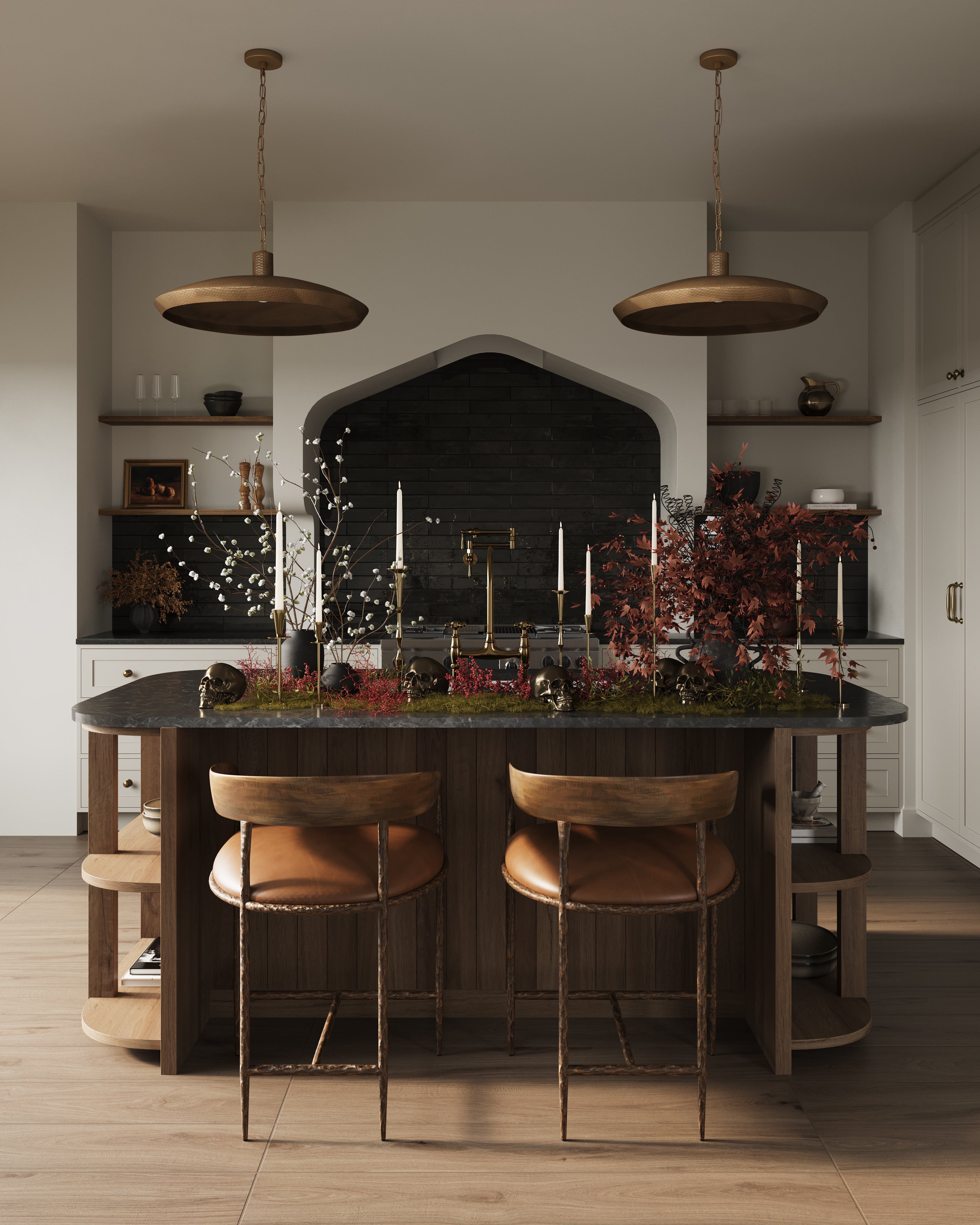 Shaffer Counter Stool in Charcoal Black Leather