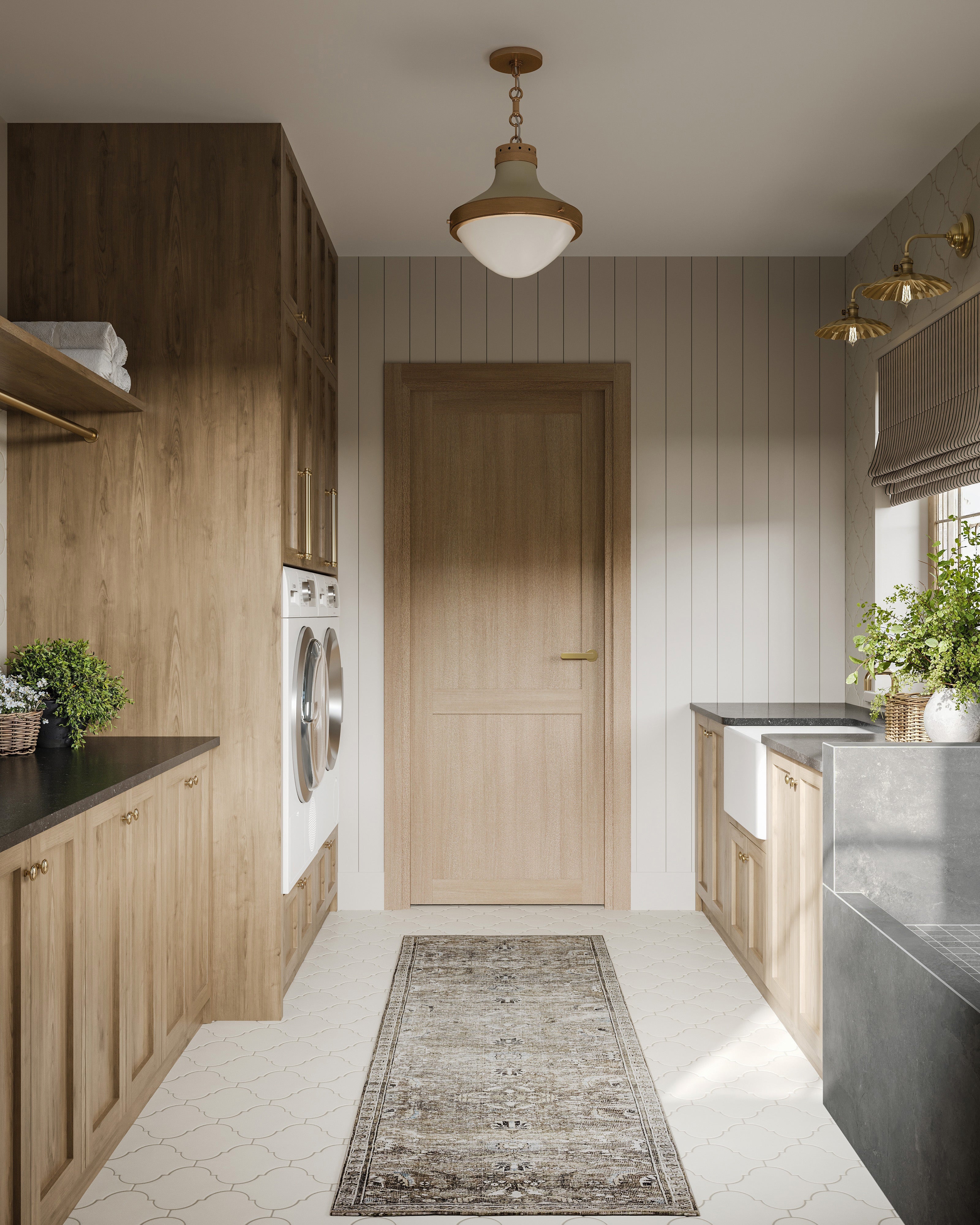 Grady Pendant in Patina Brass and Soft Sand